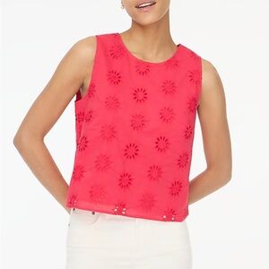 J.Crew Eyelet Shell Tank Top Bright Rose Size Medium